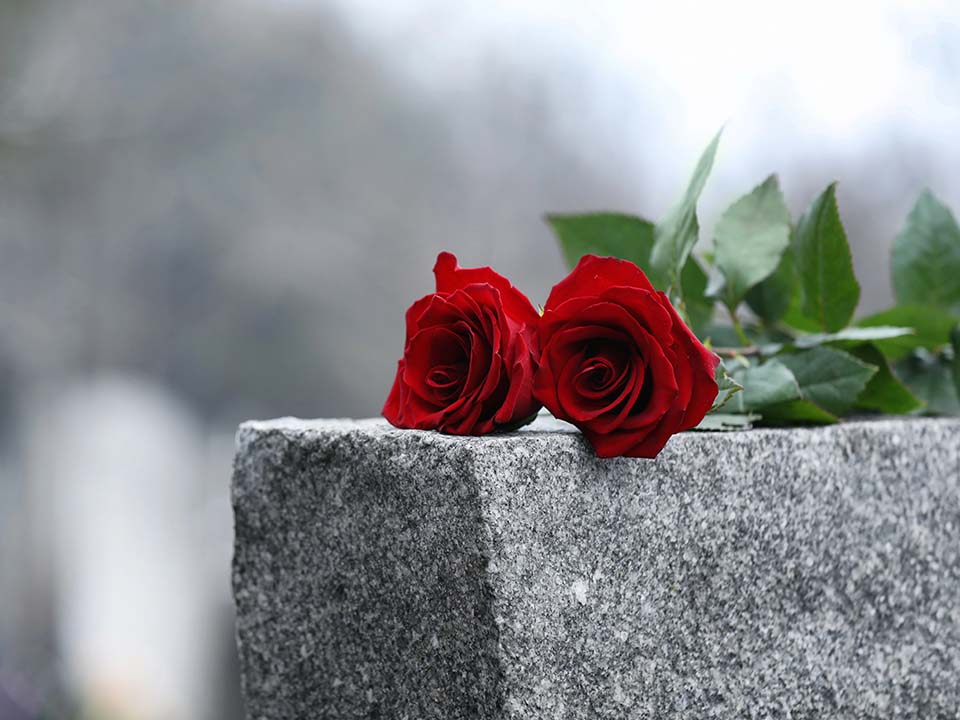 gravestone grave with roses