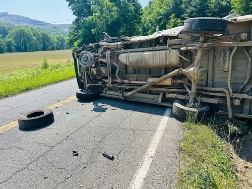 Flipped Over Truck