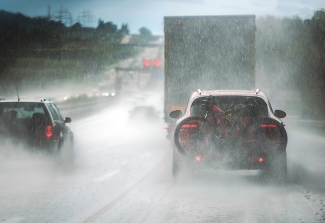 Weather related car accident in Charlotte caused by heavy rain and reduced visibility