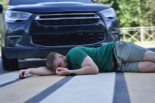 pedestrian accident with a young man hit by a car