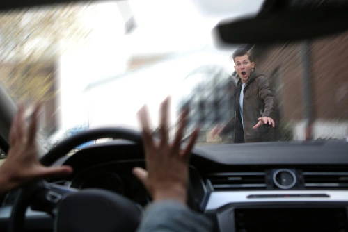 Panicked driver about to cause a pedestrian accident in Charlotte